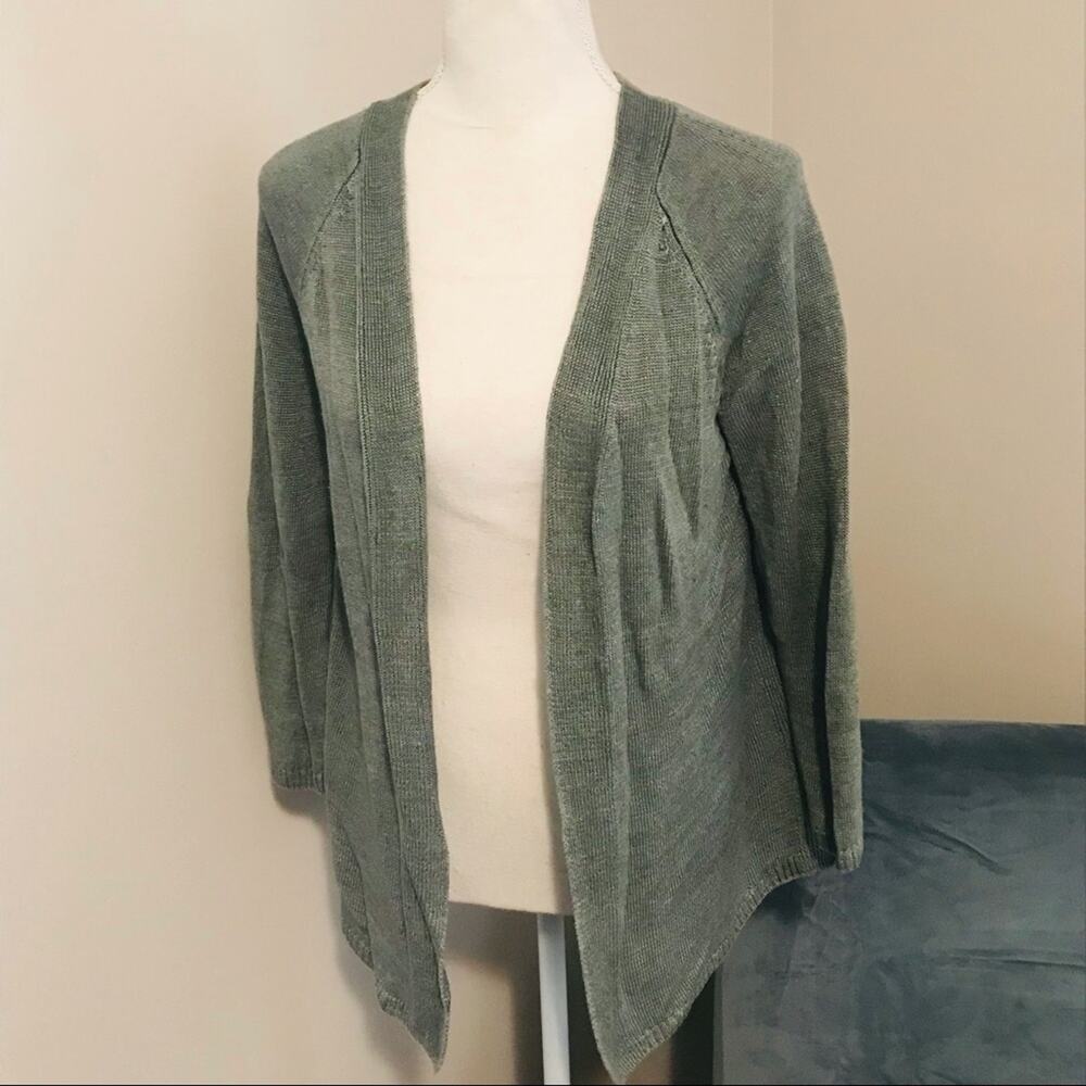 Talbots Sage Green Open-Front Knit Cardigan